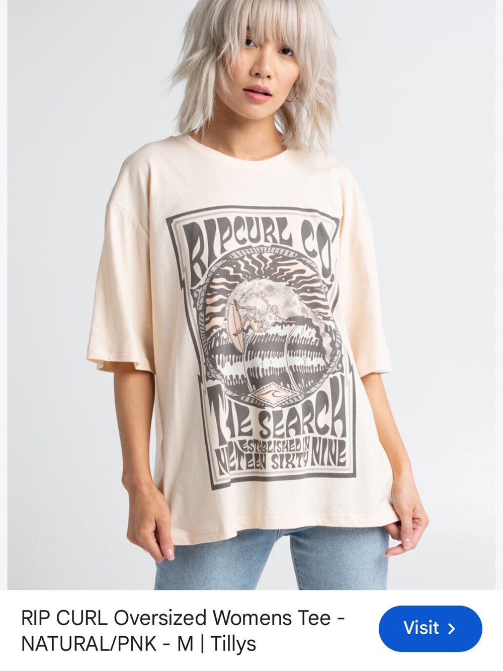 Rip Curl Medium Oversized Women’s Graphic T Shirt